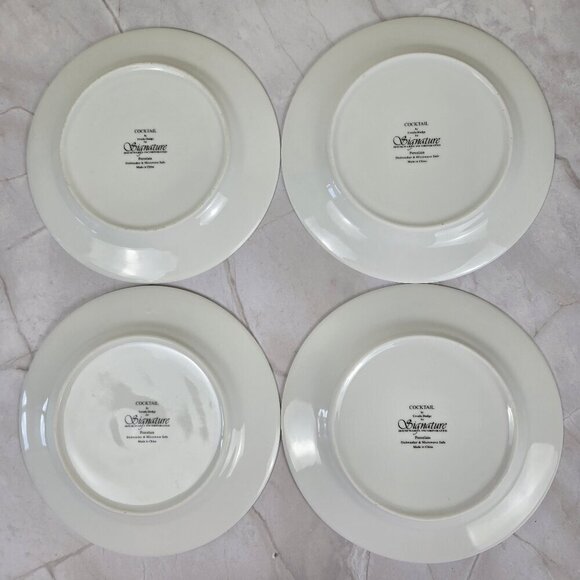 Cocktail by Ursula for Signature Set of 4 White Dessert Plates Cocktail Graphics - Picture 7 of 8